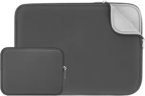 RAINYEAR 15 Inch Laptop Sleeve Protective Case Fluffy Lining Cover with Accessories Pouch, Compatible with 15.4" MacBook Pro/Air A3241 A2941 A3114 A1938 A1707 A1990 (Gray, Upgraded Version)