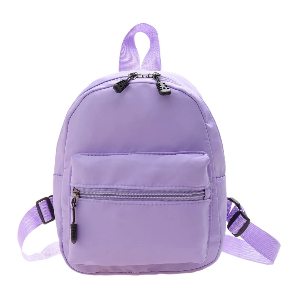 Realaiot Fashion Women Solid Color Backpack Female Casual Nylon Knapsack Preppy Style School Travel Mini Rucksacks