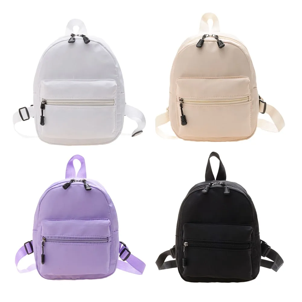 Realaiot Fashion Women Solid Color Backpack Female Casual Nylon Knapsack Preppy Style School Travel Mini Rucksacks