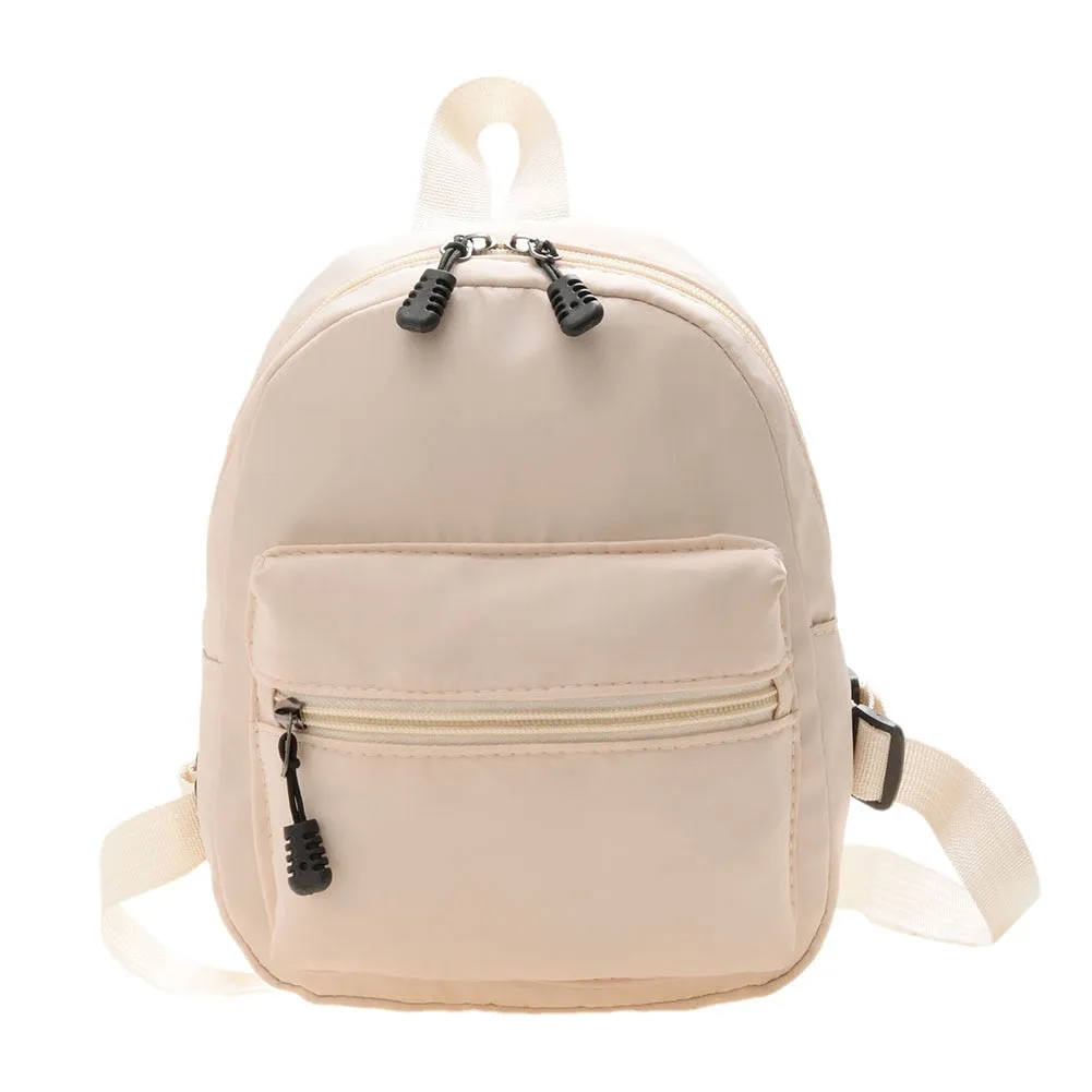 Realaiot Fashion Women Solid Color Backpack Female Casual Nylon Knapsack Preppy Style School Travel Mini Rucksacks