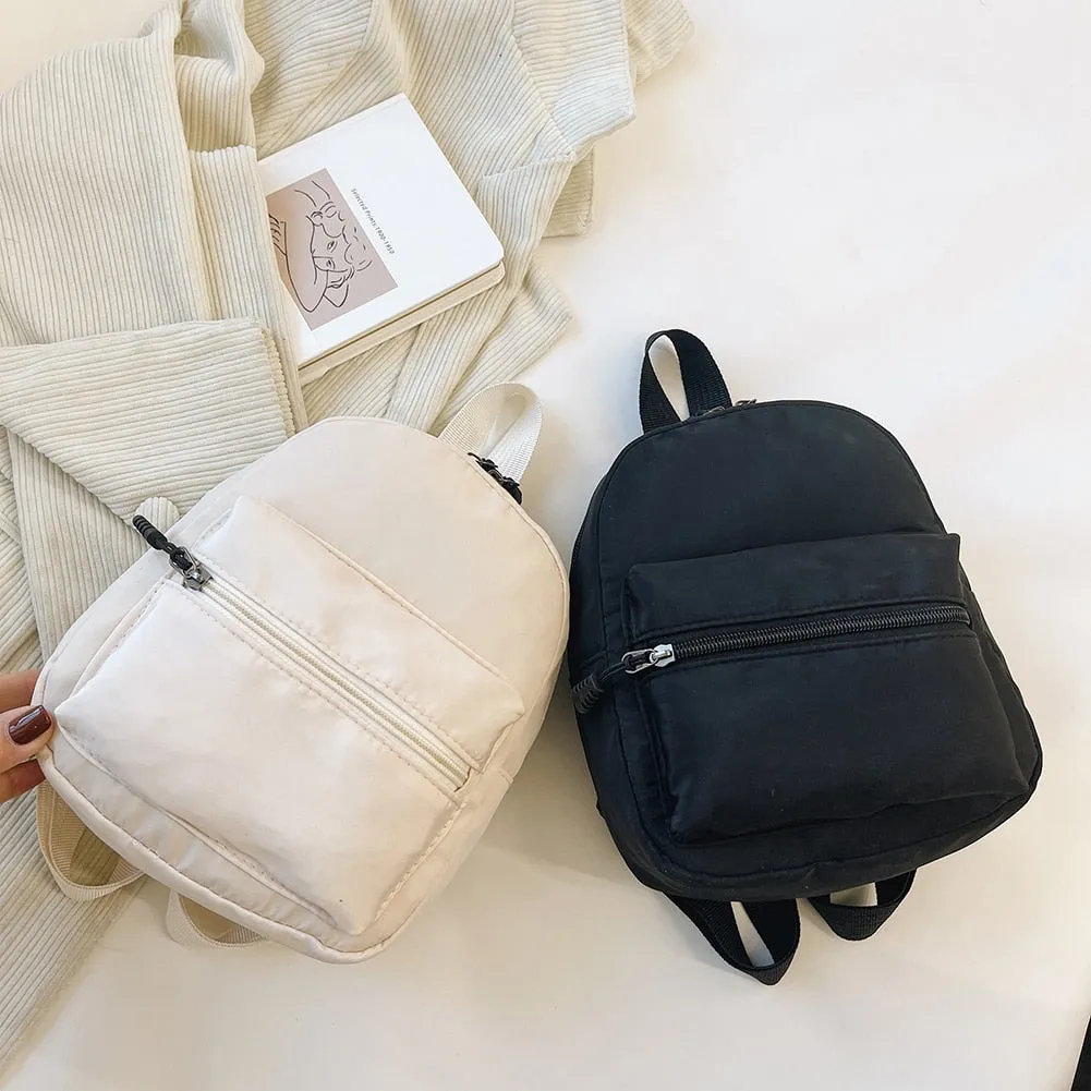 Realaiot Fashion Women Solid Color Backpack Female Casual Nylon Knapsack Preppy Style School Travel Mini Rucksacks
