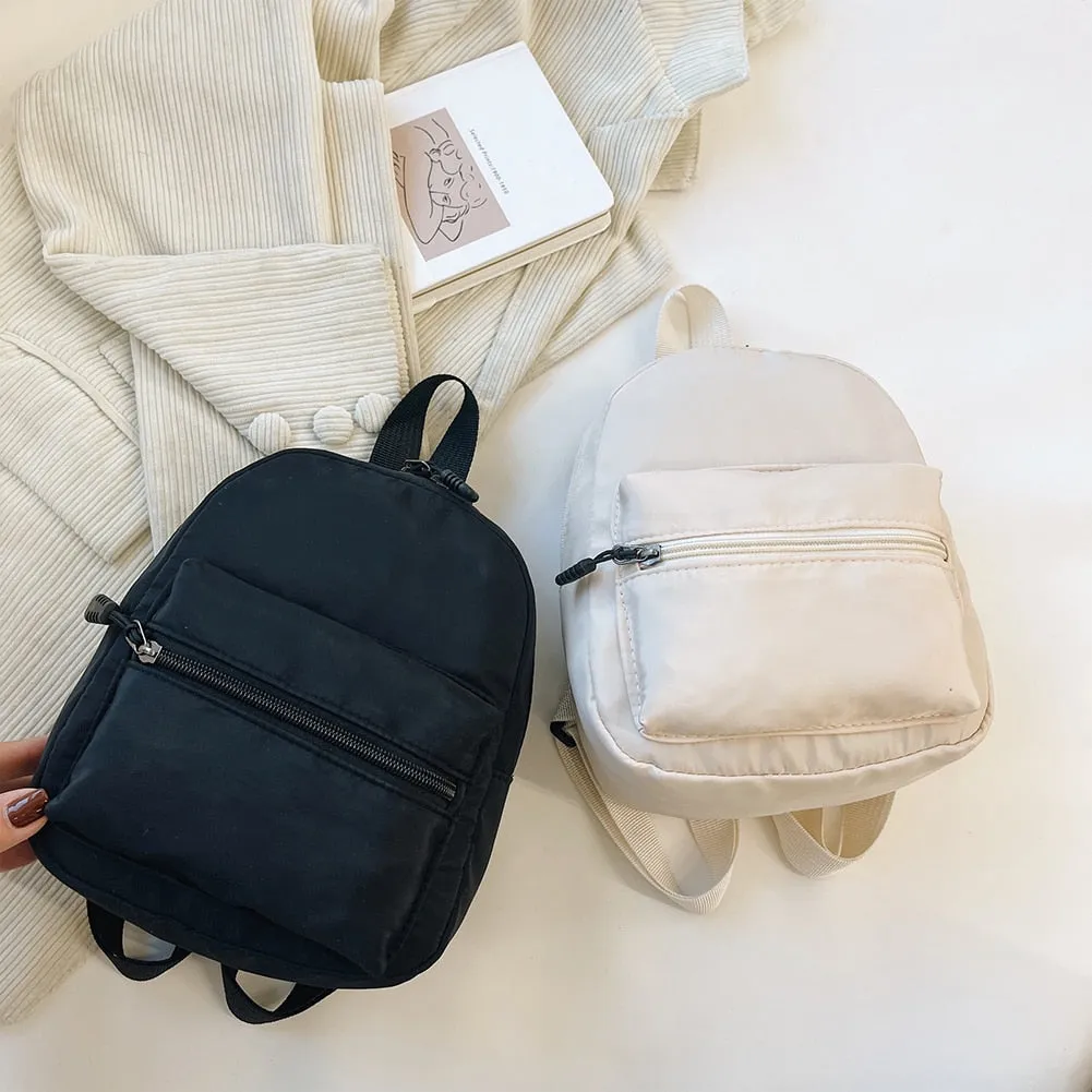 Realaiot Fashion Women Solid Color Backpack Female Casual Nylon Knapsack Preppy Style School Travel Mini Rucksacks