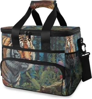 Realistic Tiger Cooler Bag Insulated 24 Cans Large Capacity Lunch Box Leak Proof with Shoulder Strap for Picnic Camping