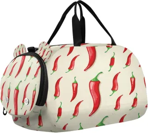 Red Pepper Youth Sports & Travel Duffle Bag with Shoe Compartment,Waterproof Gym Bag for Girls and Boys (Overnight Essentials Organizer)