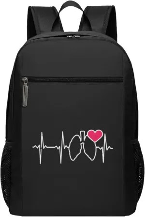 Respiratory Therapist Heartbeat Travel Laptop Backpack, Business Anti Theft Slim Sturdy Laptops Backpacks, College Computer Bag Gift for Men & Women Fits 17 Inch Notebook,Black
