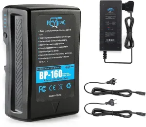 REYTRIC 154Wh(10400mAh) V Mount/V-Lock Battery with D-tap Output Charger and D-Tap Cable Compatible Video Camera Camcorder Broadcast LED Light Replacement Brick for DSLR