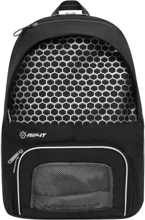 RIP-IT | Women's Pro Black & Silver Soccer Backpack with Padded Adjustable Straps | Ventilated Pockets, Water Resistant Bonnet, & Soccer Ball Compartment