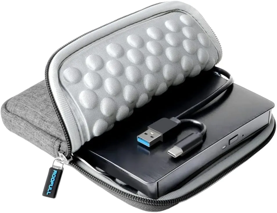 ROOFULL External CD DVD Drive USB 3.0 Type-C Portable CD/DVD-ROM  /-RW Read/Write Disc Drive CD Reader Burner DVD Player for Laptop PC Windows 11/10 Computer Mac MacBook Linux with Carrying Case