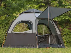 ROTI Camp Instant Pop Up One Touch Hexagon Tent, Family Type for 4~5 People (Light Green)