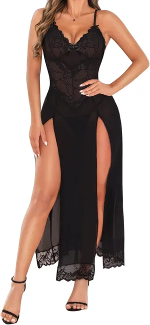RSLOVE Women Lingerie Babydoll Sexy Nightgown Lace Chemise Exotic Sleepwear Nighty