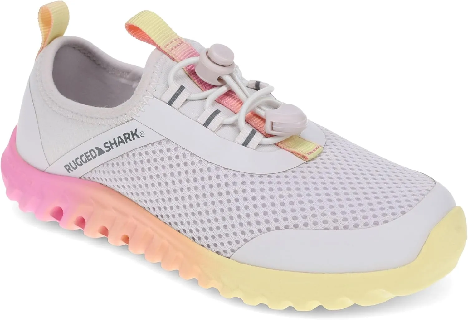 RUGGED SHARK Cay Water Shoes – EVA AQUAFLO® Drainage Outsole, Neoprene Mesh Upper, Bungee-Tie Closure, Lightweight & Breathable, Slip-On Style, Ideal for Beach, River, and Water Sports