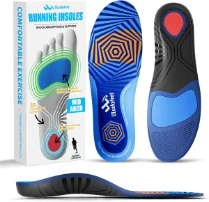Running Insoles for Men Women & Plantar Fasciitis Relief Shoe Insoles,Extra Shock Absorption Boosts Sports Performance,Arch Support Inserts for Reduce Fatigue -Running Shoe Inserts Medium-High Arch-D