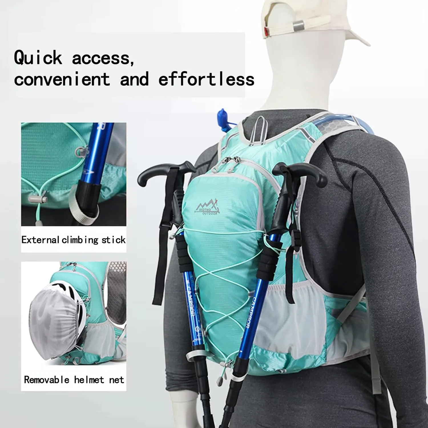 Running Vest women Hiking Backpack Mens Lightweight Foldable Durable Water Resistant Daypack Rucksack with Reflective Design for Camping Cycling Climbing Walking Mountaineer Outdoor Sports