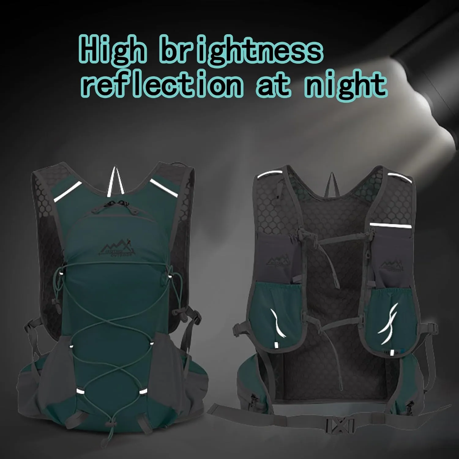Running Vest women Hiking Backpack Mens Lightweight Foldable Durable Water Resistant Daypack Rucksack with Reflective Design for Camping Cycling Climbing Walking Mountaineer Outdoor Sports