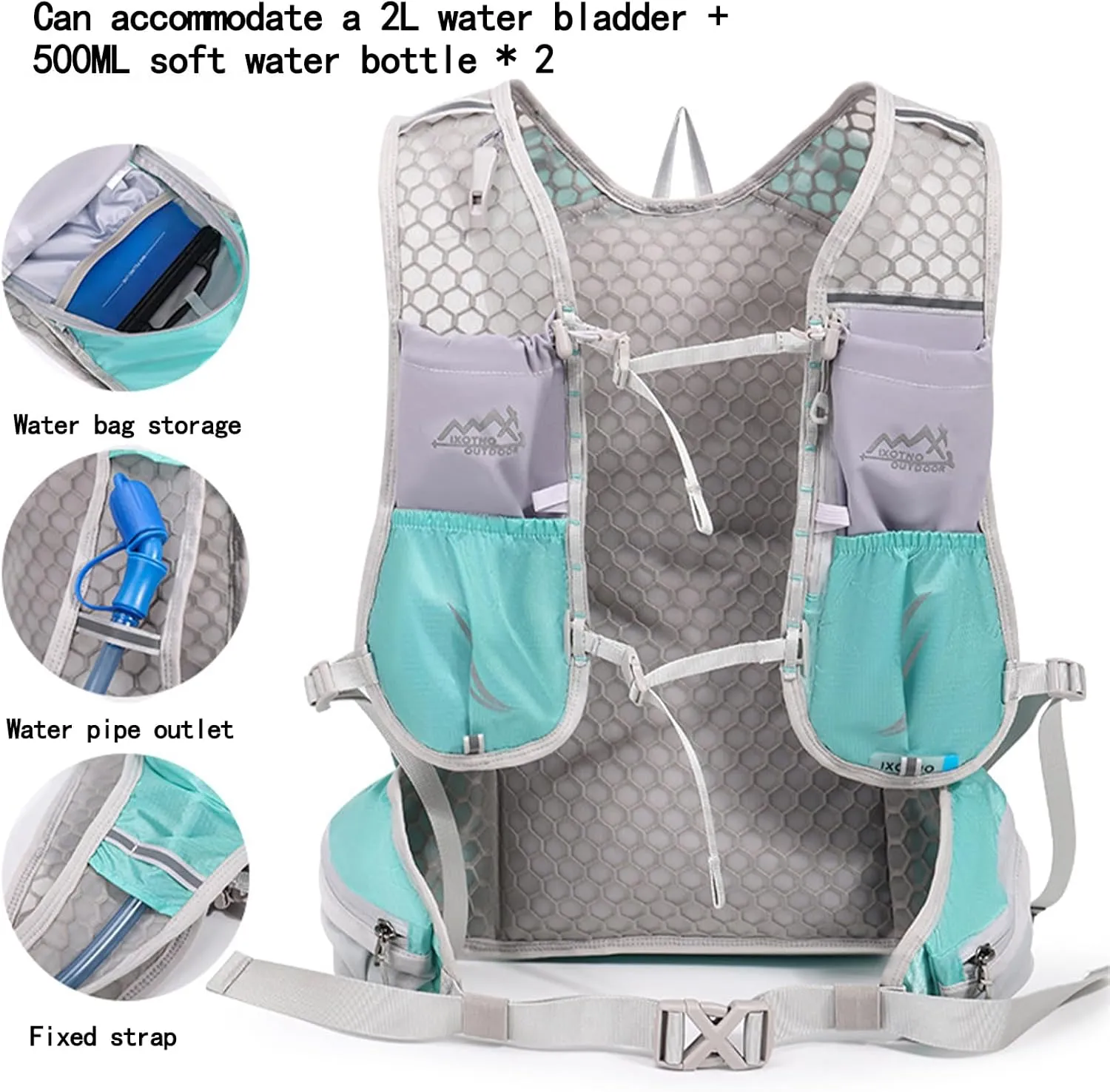 Running Vest women Hiking Backpack Mens Lightweight Foldable Durable Water Resistant Daypack Rucksack with Reflective Design for Camping Cycling Climbing Walking Mountaineer Outdoor Sports