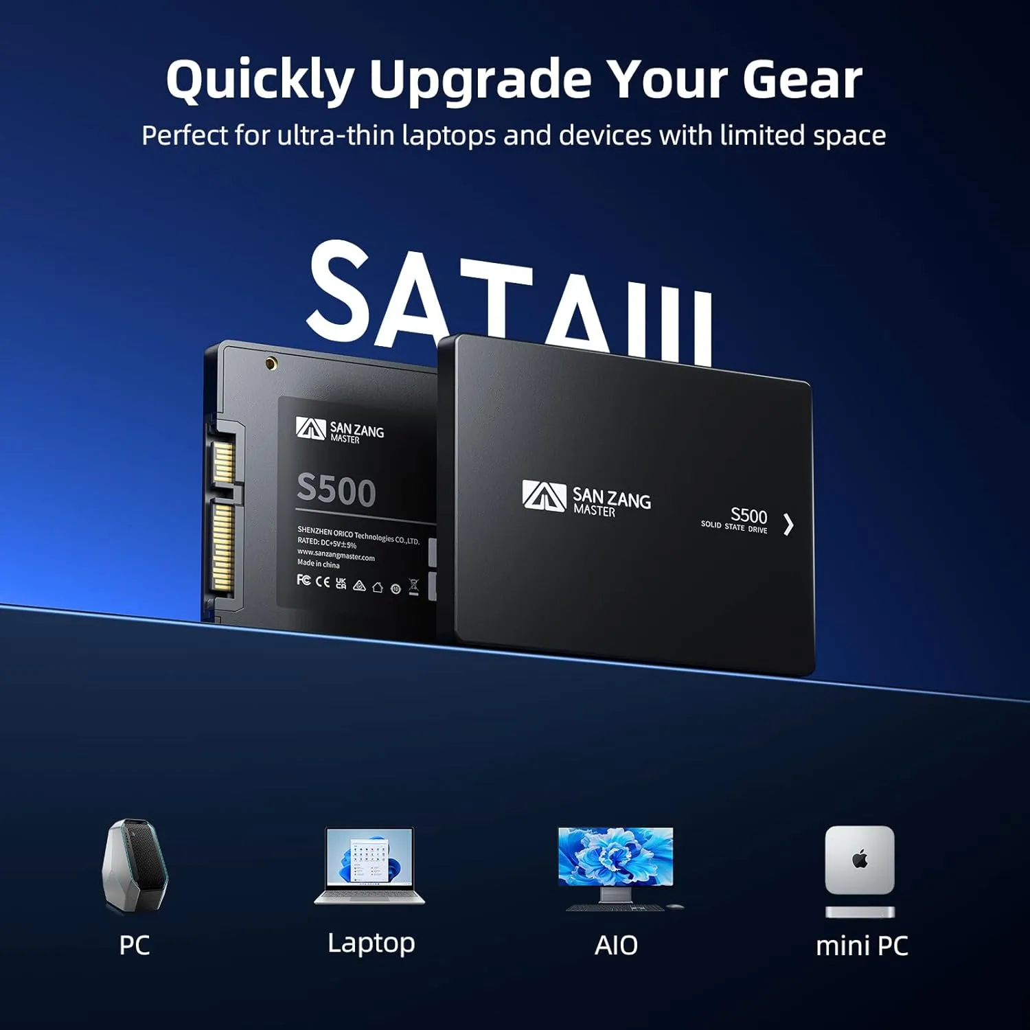 SAN ZANG MASTER 2.5" SATA SSD 2TB, SATA III 6Gb/s, Read Speed 560MB/s, Internal Solid State Drive 3D NAND Flash, Upgrade PC or Laptop NAS DIY Memory and Storage, S500