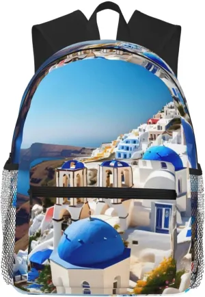Santorini Greek Island sea View print Lightweight and comfortable backpack Casual Laptop Backpack for Travel Hiking