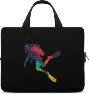 Scuba Diver Silhouette Colorful Diving Laptop Case Laptop Bag Laptop Sleeve with Handle Computer Case Carrying Cover 13inch