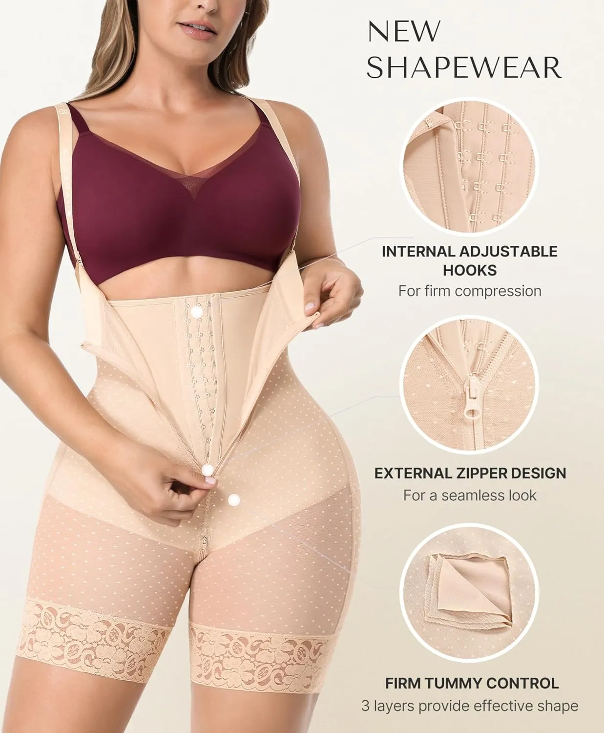 SHAPELLX Fajas Colombianas Shapewear for Women Tummy Control Plus Size Butt Lifting Bodysuit Post Partum Body Shaper