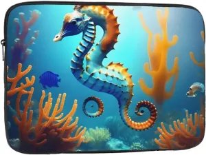 Shockproof Portable Laptop Sleeve Bag 17 inch - for Men and Women Business Travel, School, and Office Use Seabed Coral Seahorse Picture