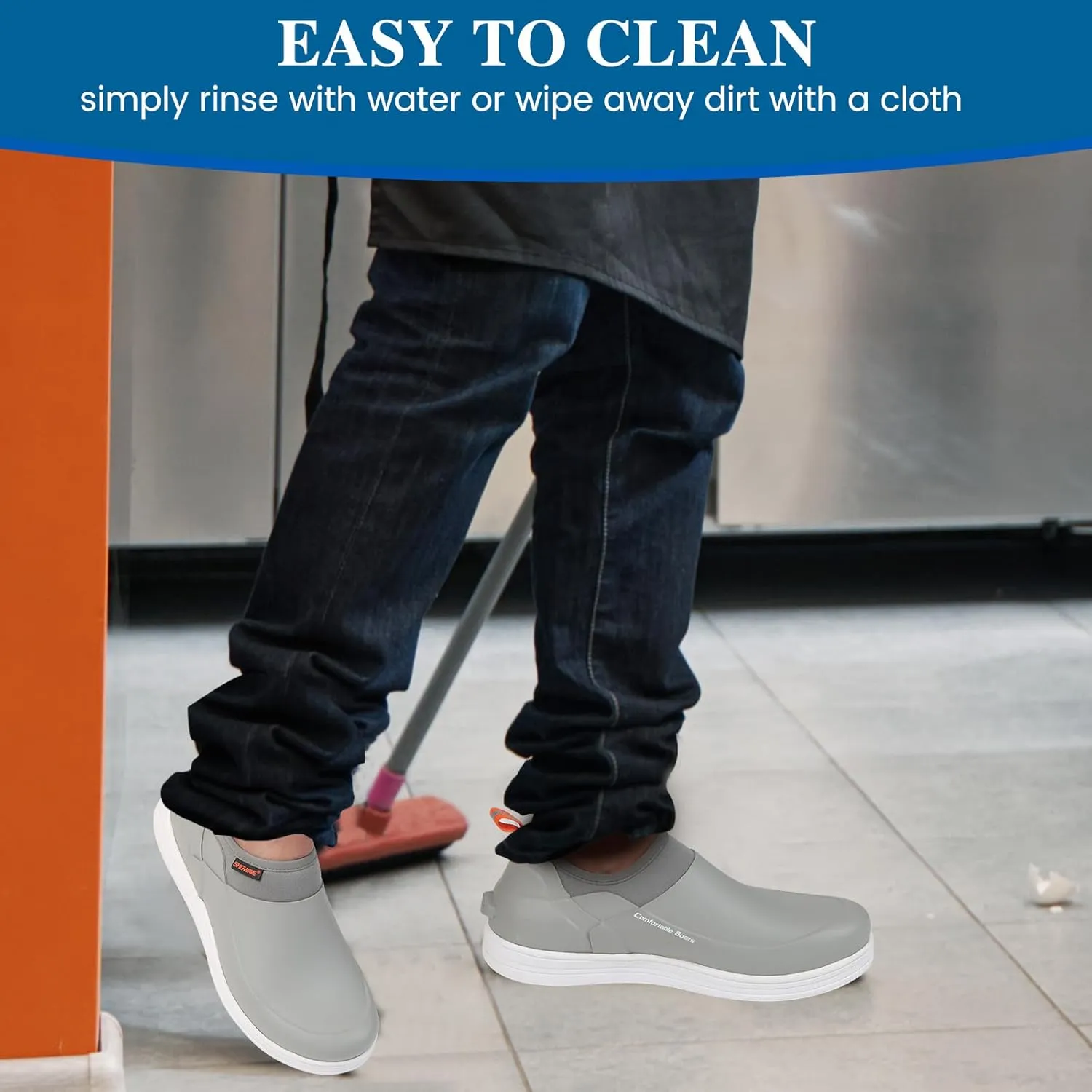 Showave Non Slip Work Shoes for Men Waterproof Oil & Slip Resistant Food Servise Shoes Breathable Comfort Chief Shoe for Nurse Kitchen Restaruant Hospital