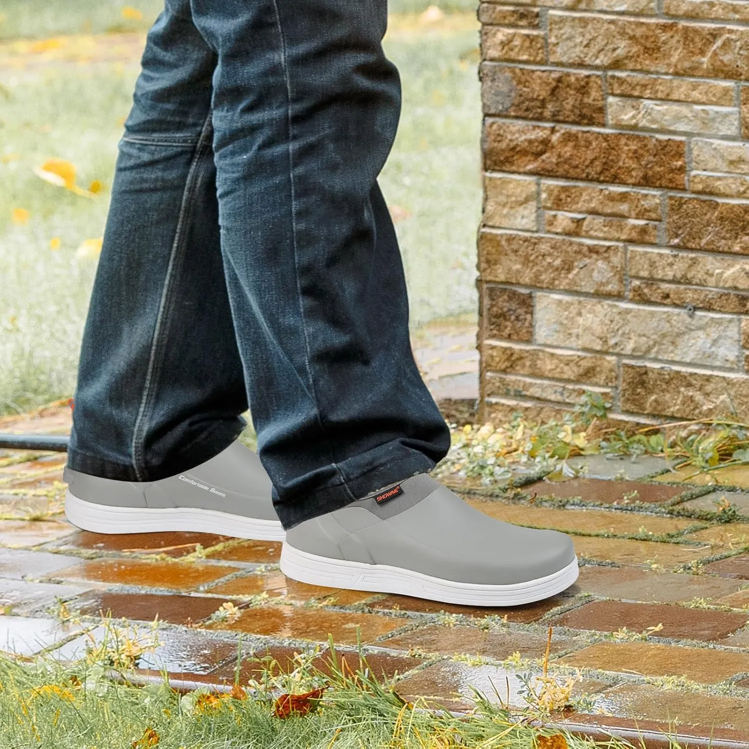 Showave Non Slip Work Shoes for Men Waterproof Oil & Slip Resistant Food Servise Shoes Breathable Comfort Chief Shoe for Nurse Kitchen Restaruant Hospital