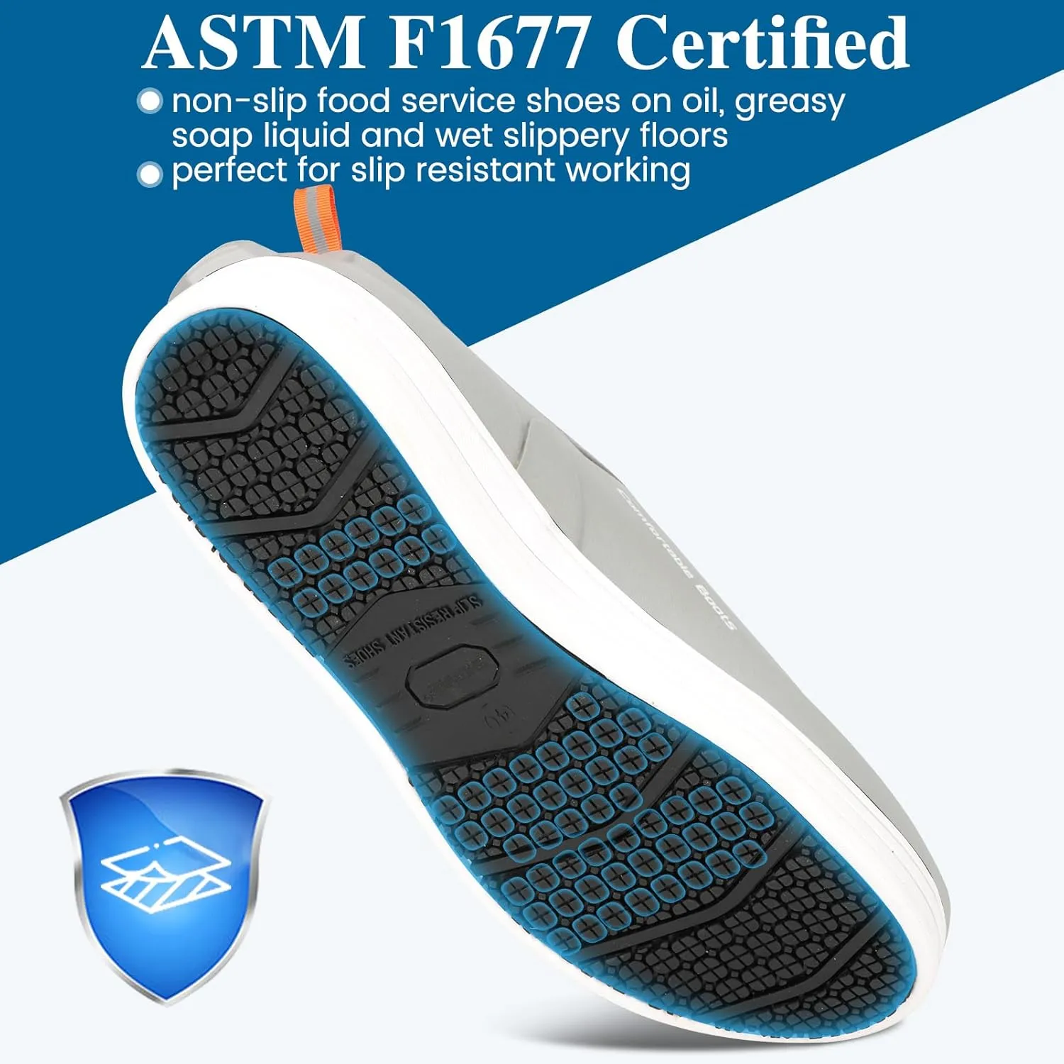 Showave Non Slip Work Shoes for Men Waterproof Oil & Slip Resistant Food Servise Shoes Breathable Comfort Chief Shoe for Nurse Kitchen Restaruant Hospital