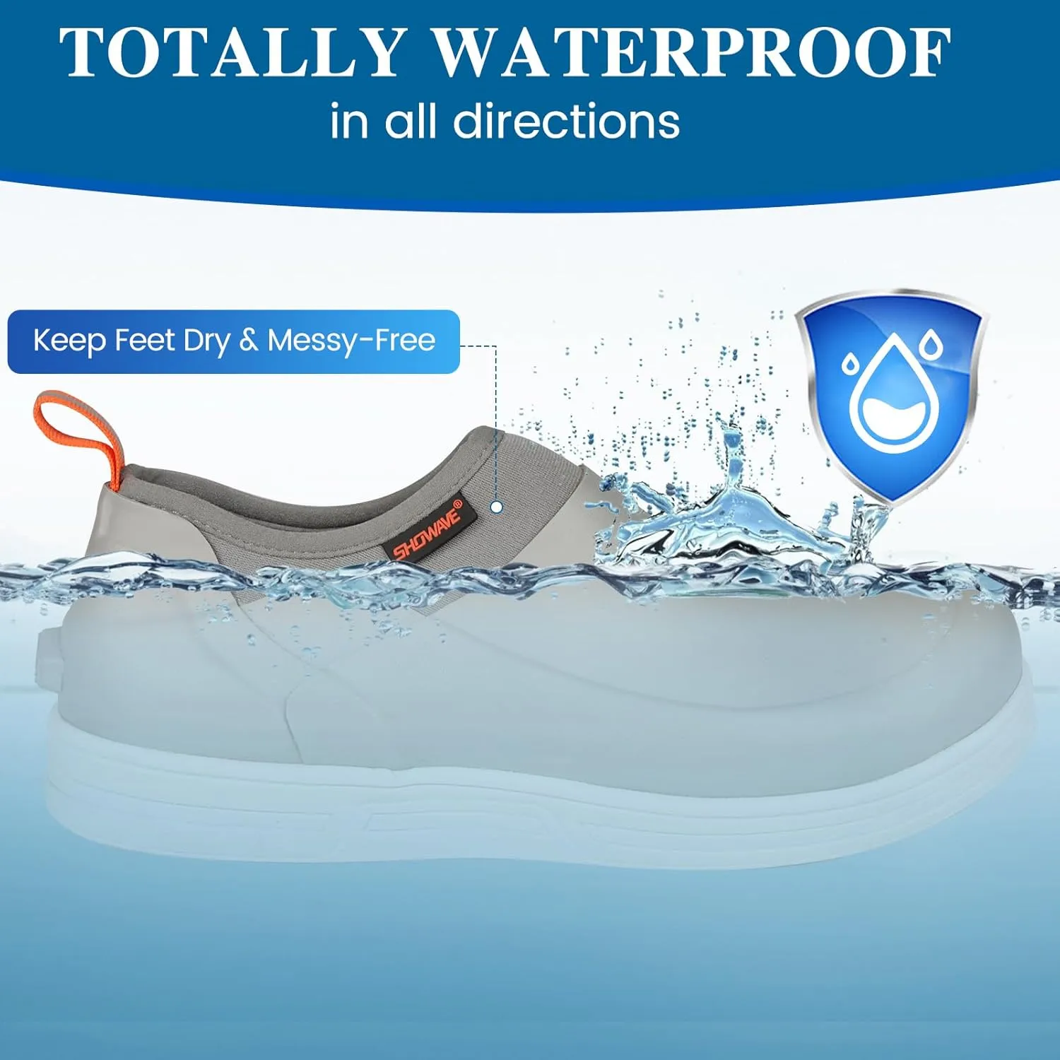 Showave Non Slip Work Shoes for Men Waterproof Oil & Slip Resistant Food Servise Shoes Breathable Comfort Chief Shoe for Nurse Kitchen Restaruant Hospital
