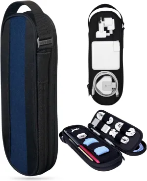 Side by Side Slim Tech Pouch. Electronics Organizer Travel Case for Cables & Cord. Laptop Charger Bag for MacBook Accessories & Backpack. Gift for Men & Women on Road Trips.