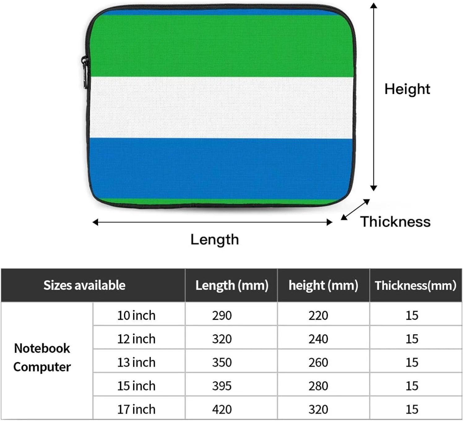 Sierra Leone Flag Laptop Inner Bag Laptop Sleeve Case Briefcase Carrying Laptop Cover
