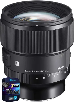 Sigma 322965 85mm F1.4 DG DN Art Lens for Full Frame Sony E-Mount Mirrorless Cameras Bundle with 7 YR CPS Enhanced Protection Pack