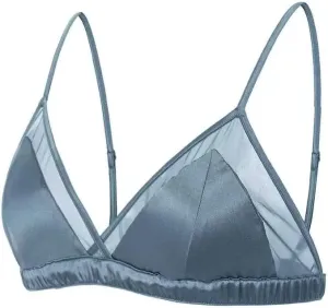 SilRiver Women's Satin Triangle Bralette Tops Silk Wirefree Bra mesh Cami Bra with Removable Pads