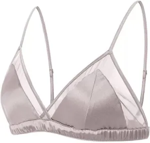 SilRiver Women's Satin Triangle Bralette Tops Silk Wirefree Bra mesh Cami Bra with Removable Pads