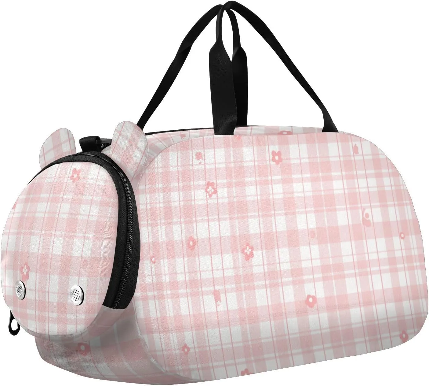 Simple Stripe and Floral Small Gym Bag with Shoes Compartment Large Capacity Overnight Travel Weekender Tote for Travel, Sports, Duffel, Weekender