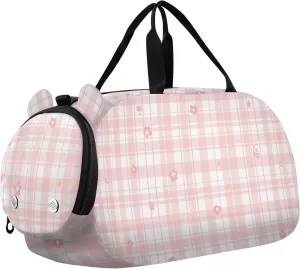 Simple Stripe and Floral Small Gym Bag with Shoes Compartment Large Capacity Overnight Travel Weekender Tote for Travel, Sports, Duffel, Weekender