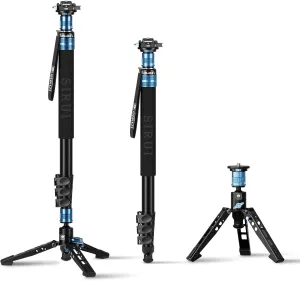 SIRUI 75.8" Monopod with Feet, Professional Aluminum Travel Monopod for Cameras with Quick Release Plate, Max Load 33lbs, Compatible with Sony Canon Nikon DSLR Camera, AM-404FL QC-55