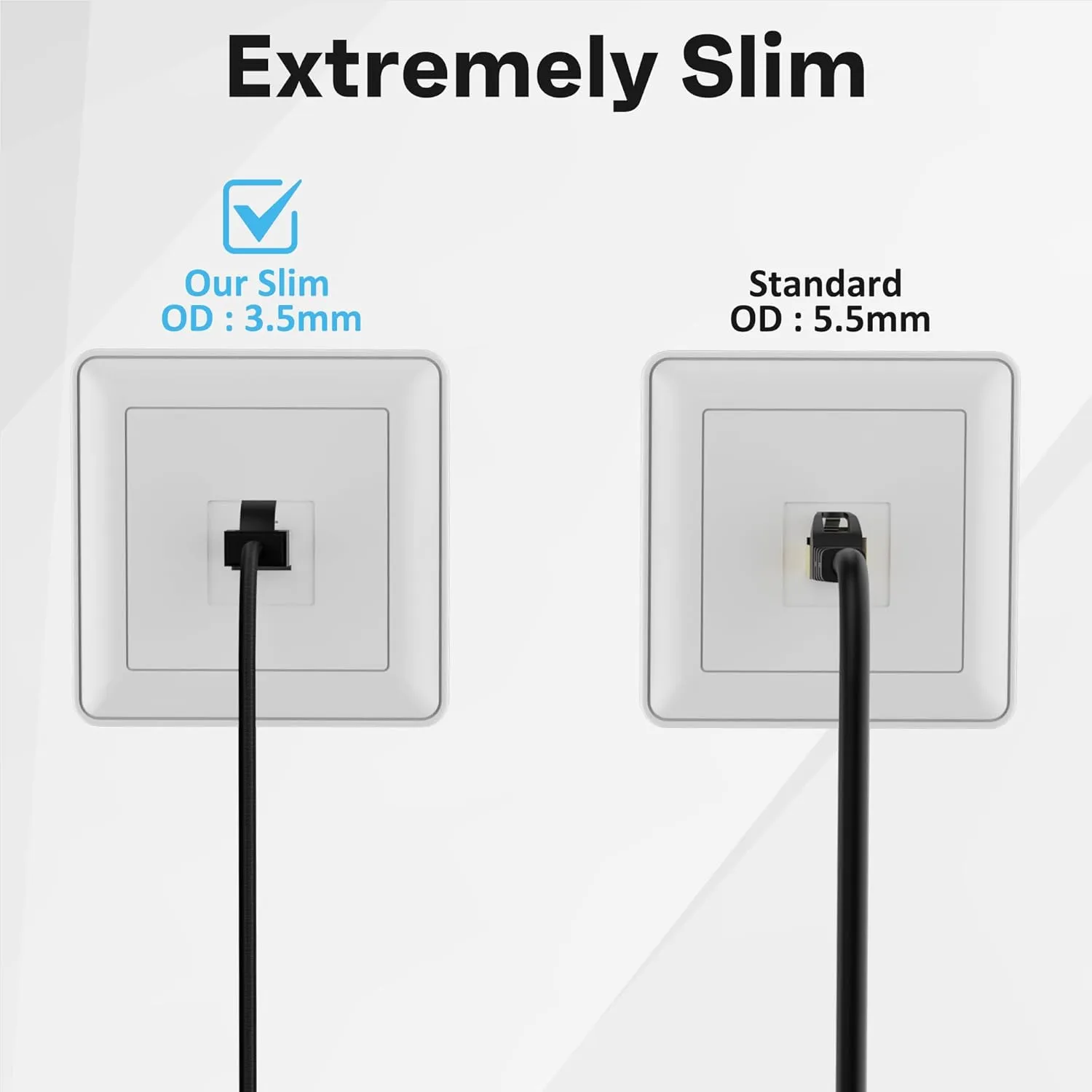 Slim CAT6 Ethernet Cable 6 FT (10-Pack), Snagless Cat 6 Patch Cable, Nylon Braided, 1Gbps, Internet Network Cables, Ultra Slim Cat6 Cables, UTP, Black Cables -10 Pack