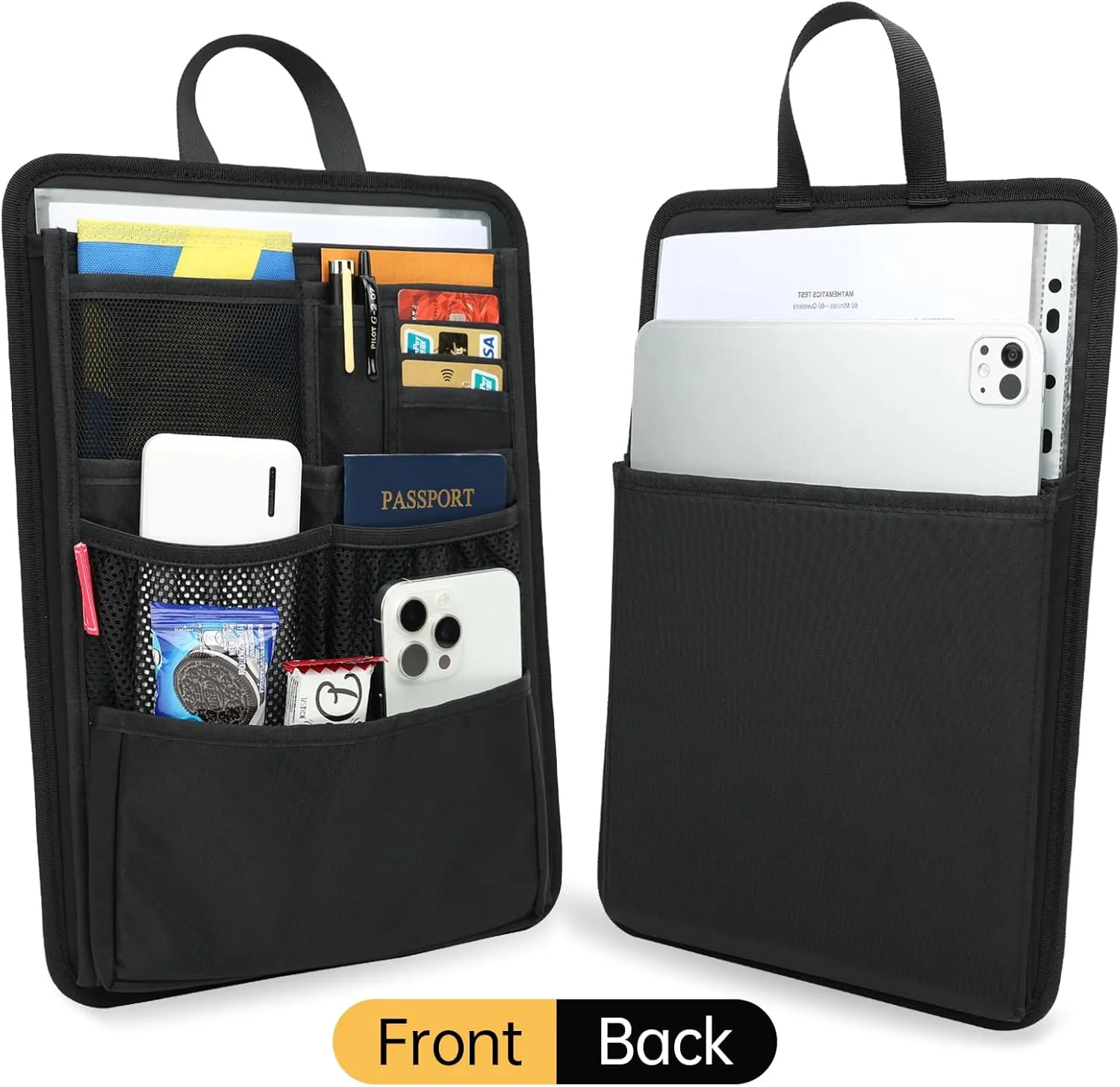 Slim Rugged Backpack Organizer Insert for Travel Work Men Women -13 Pockets,Padded Nylon, Handle - Black