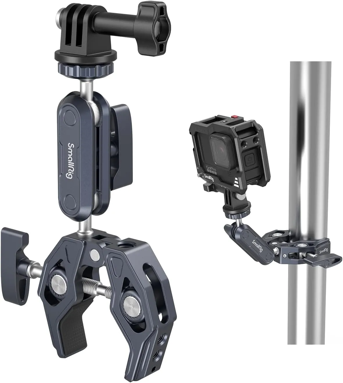 SMALLRIG Camera Mount Clamp, Ballhead Magic Arm with Adapter for GoPro, Camera Monitor Mount, Super Clamp for GoPro/DSLR/Stabilizer