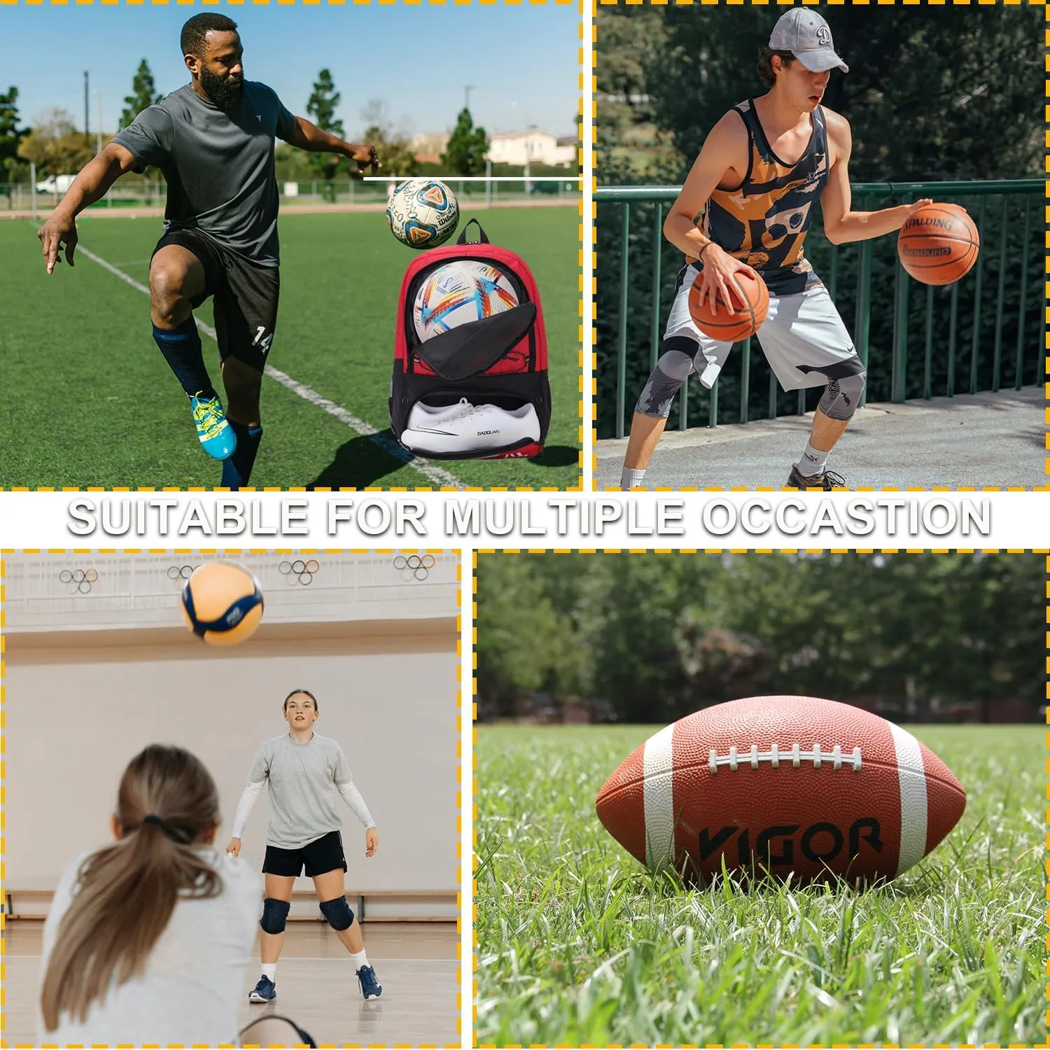 Soccer Bag-Soccer Backpack&Backpack for & Football Volleyball & Basketball,with Ball Compartment and Separate Cleat