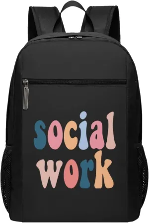 Social Worker Travel Laptop Backpack, Business Anti Theft Slim Sturdy Laptops Backpacks, College Computer Bag Gift for Men & Women Fits 17 Inch Notebook,Black