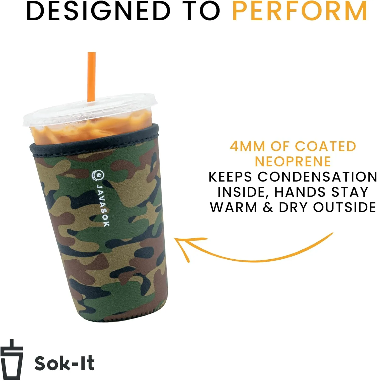 Sok It JavaSok NHL Iced Coffee & Cold Soda Insulated Neoprene Cup Sleeve (Edmonton Oilers, Medium: 22-28oz)