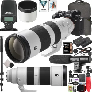 Sony Alpha 1 Full Frame Mirrorless Camera Body   200-600mm F5.6-6.3 G OSS Lens SEL200600G ILCE-1/B Bundle with Meike MK320 TTL Flash Speedlite   Deco Gear Backpack   Microphone and Accessories Kit