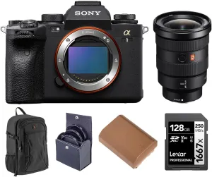Sony Alpha 1 Mirrorless Camera, Bundle with FE 16-35mm f/2.8 GM Lens, Alpine 200 Backpack, 128GB UHS-II SDXC Memory Card, Extra Battery, 82mm Filter Kit