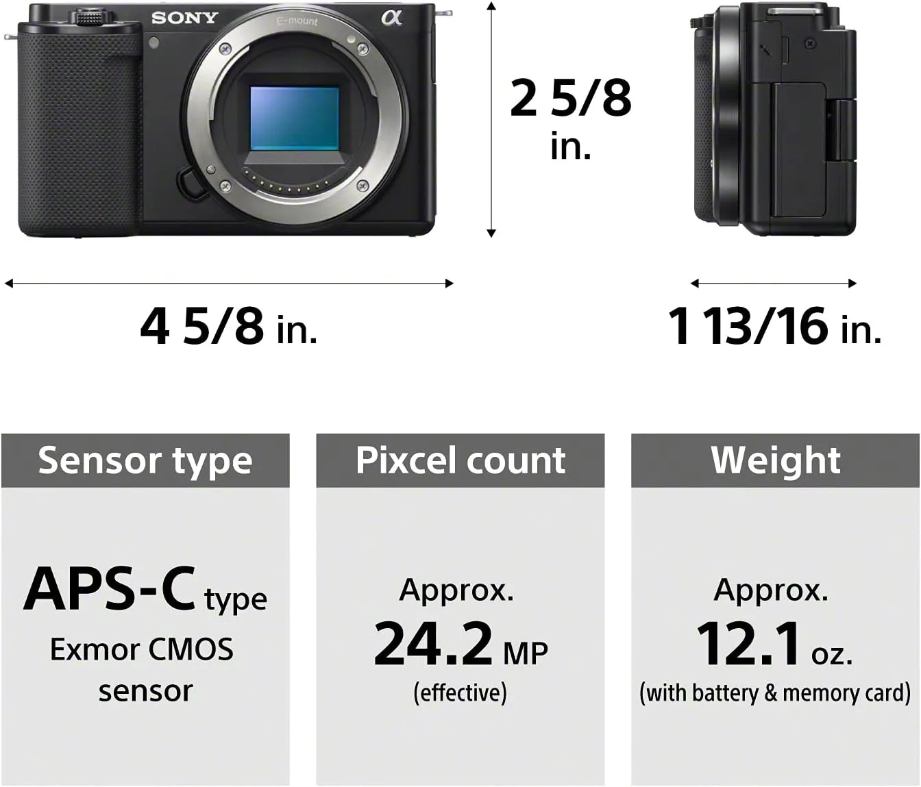 Sony Alpha ZV-E10 - APS-C Interchangeable Lens Mirrorless Vlog Camera Kit - Black