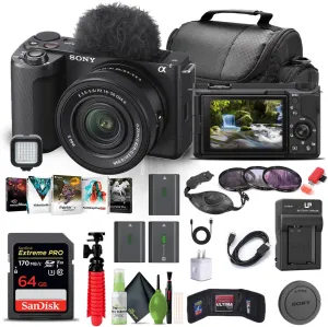 Sony Alpha ZV-E10 II Mirrorless Camera with 16-50mm Lens (Black) (ZVE10M2KB)   64GB Memory Card   Filter Kit   Photo Software   Bag   2 x NP-FZ100 Battery   Charger   Card Reader   More (Renewed)