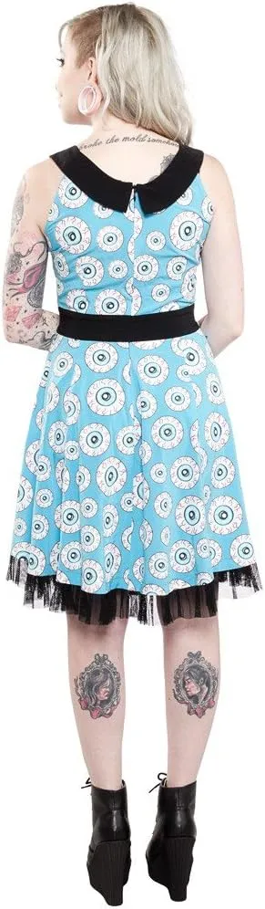 Sourpuss Aqua Blue & Black Eye Wanna Dance Dress from Clothing