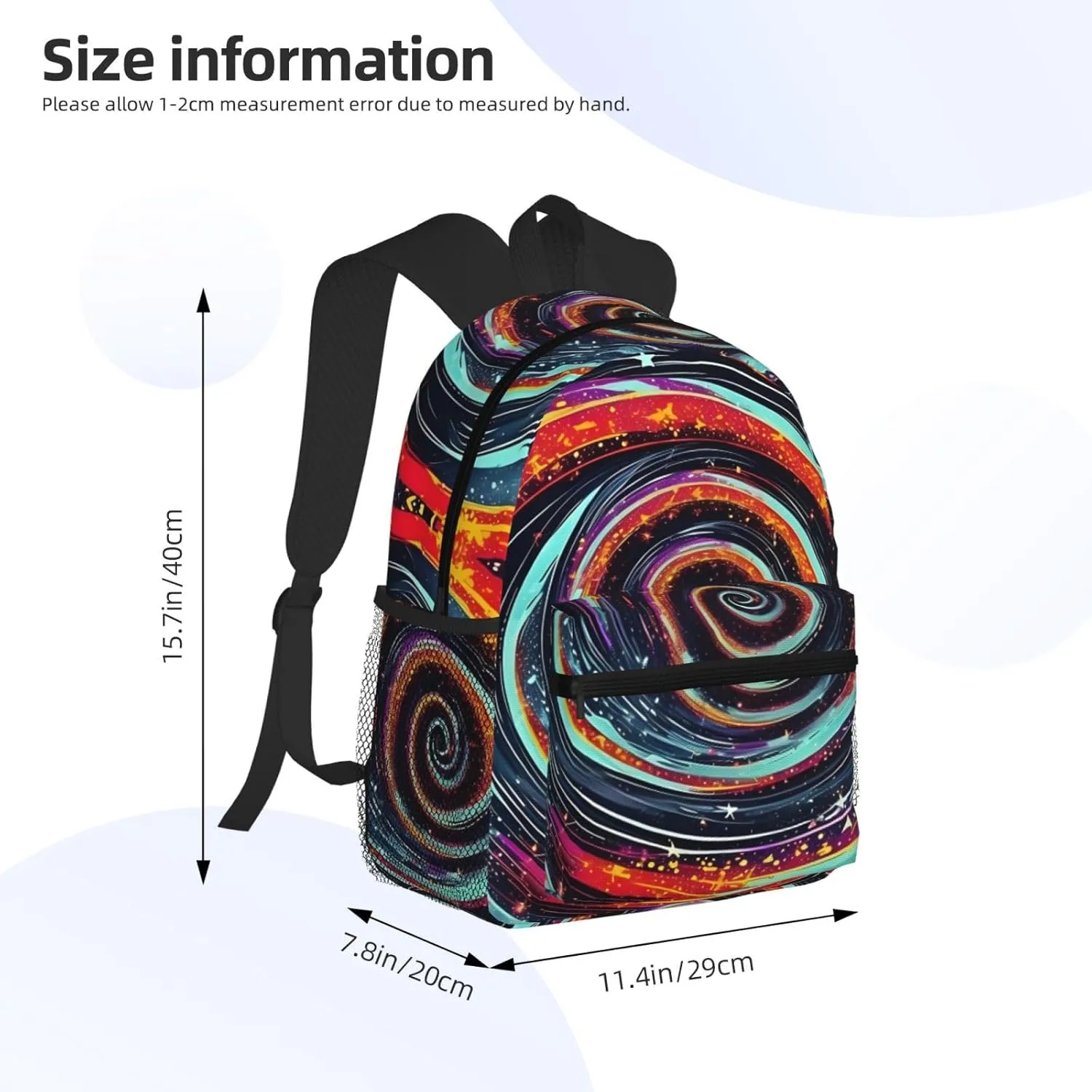 Space Spiral Cosmic Backpack Cute Print Bookbag Women Travel Casual Water-resistant Backpack Travel Bag bags