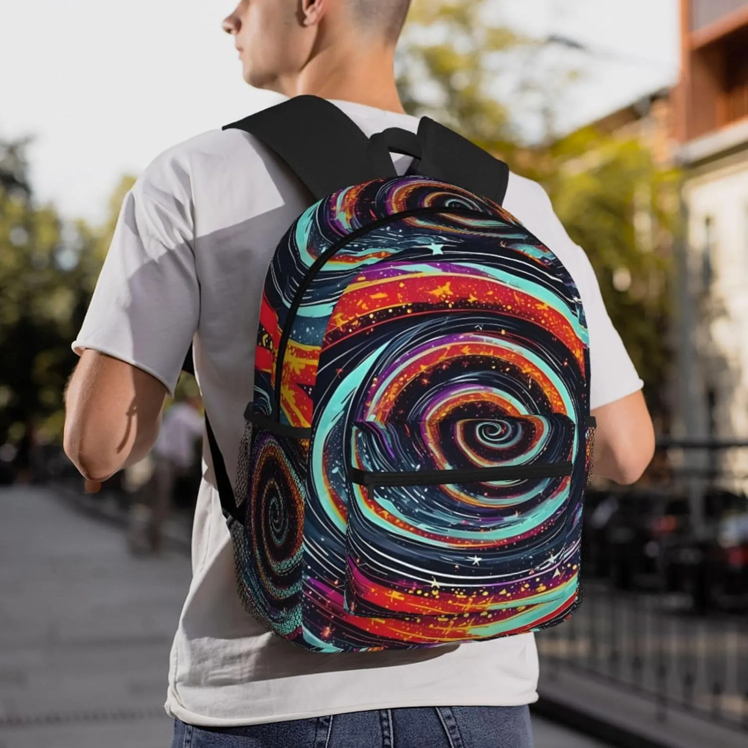 Space Spiral Cosmic Backpack Cute Print Bookbag Women Travel Casual Water-resistant Backpack Travel Bag bags