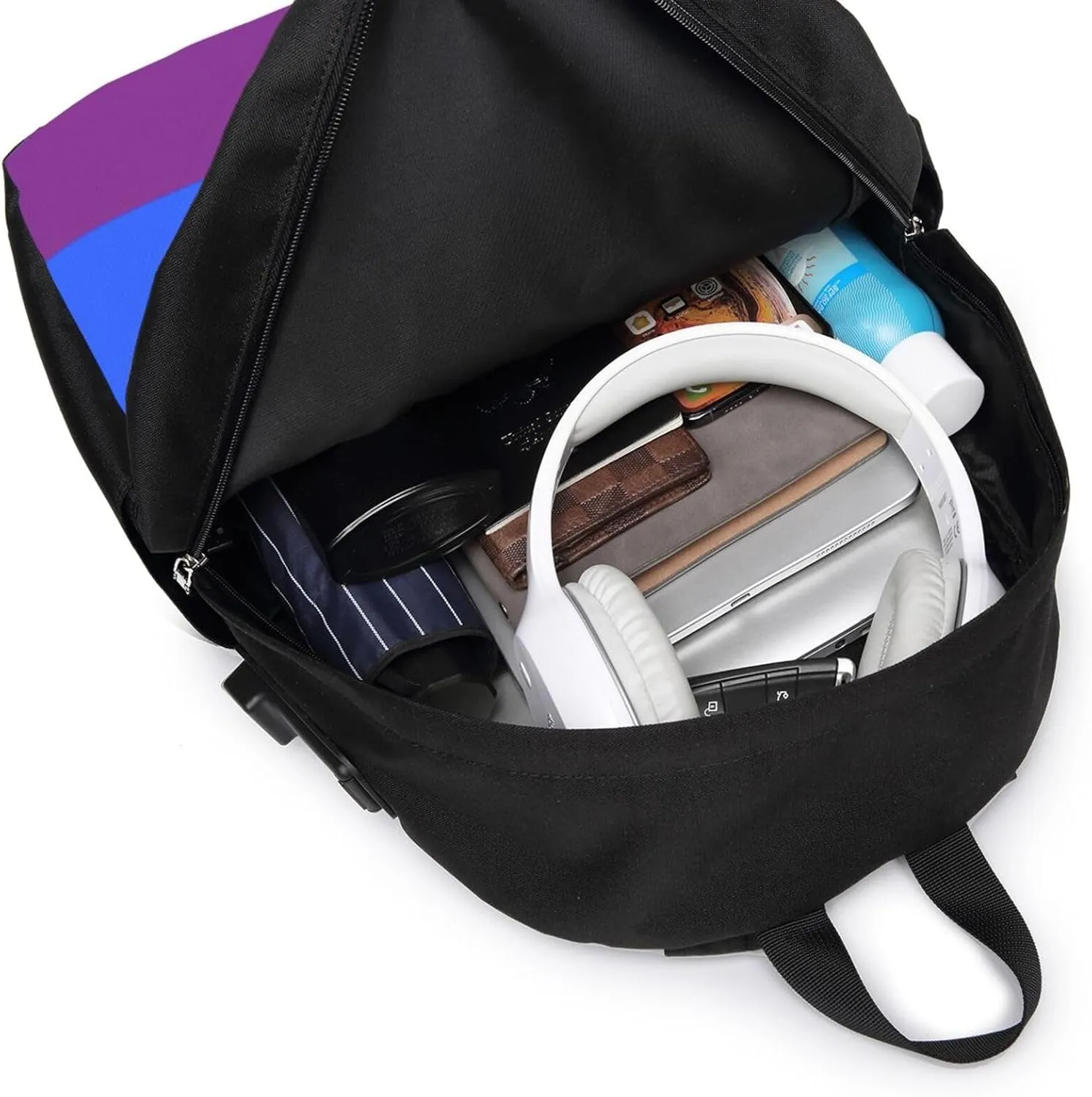 Spain Spanish Espana LGBT Gay Pride Rainbow Flag Laptop Backpacks Travel Backpack Casual Business Daypack Sport Rucksack Computer Bag Fits up to 17 Inch Notebook with USB Port